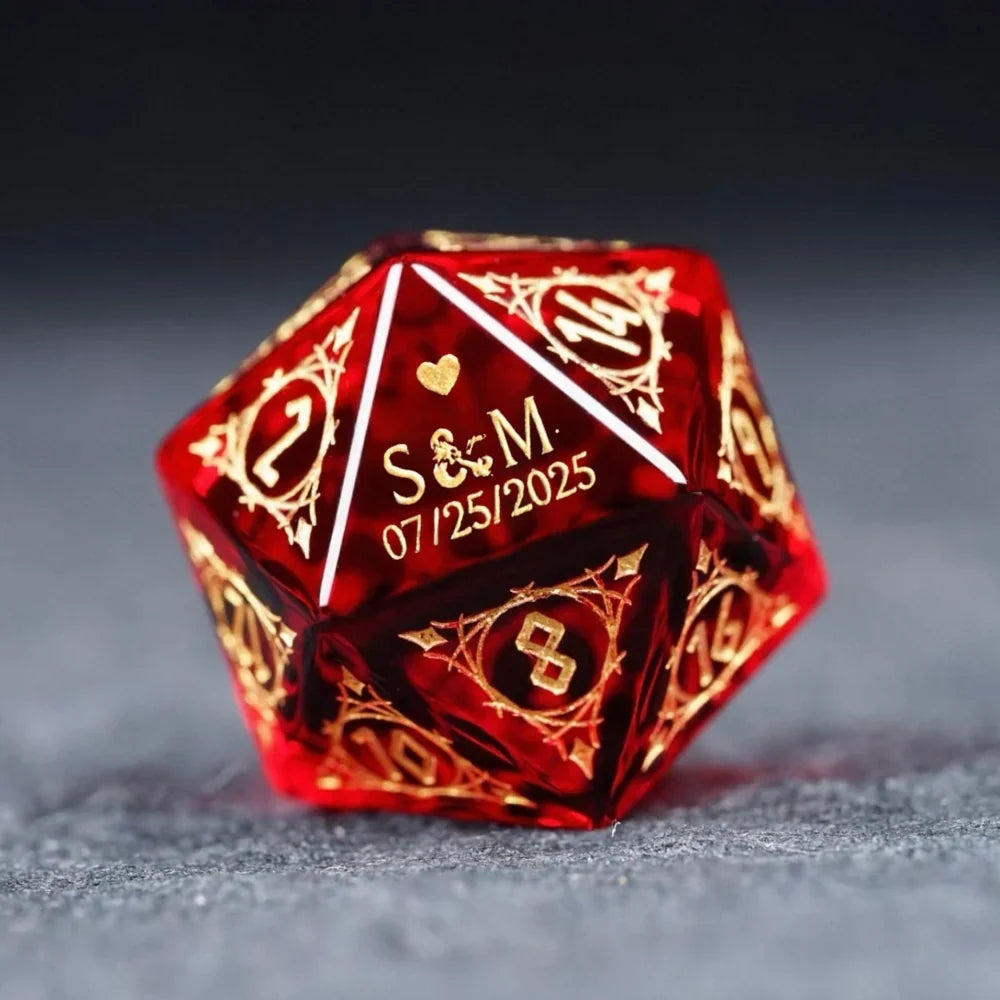 Custom Anniversary D20 Dice – Personalized RPG Gift