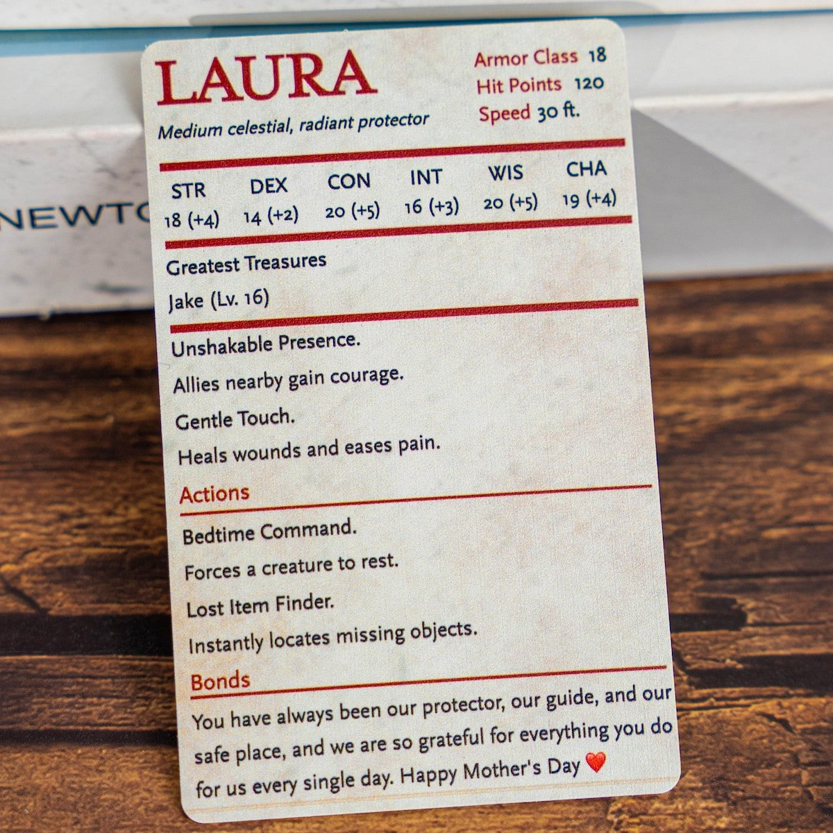 Personalized Mom Stat Block Card