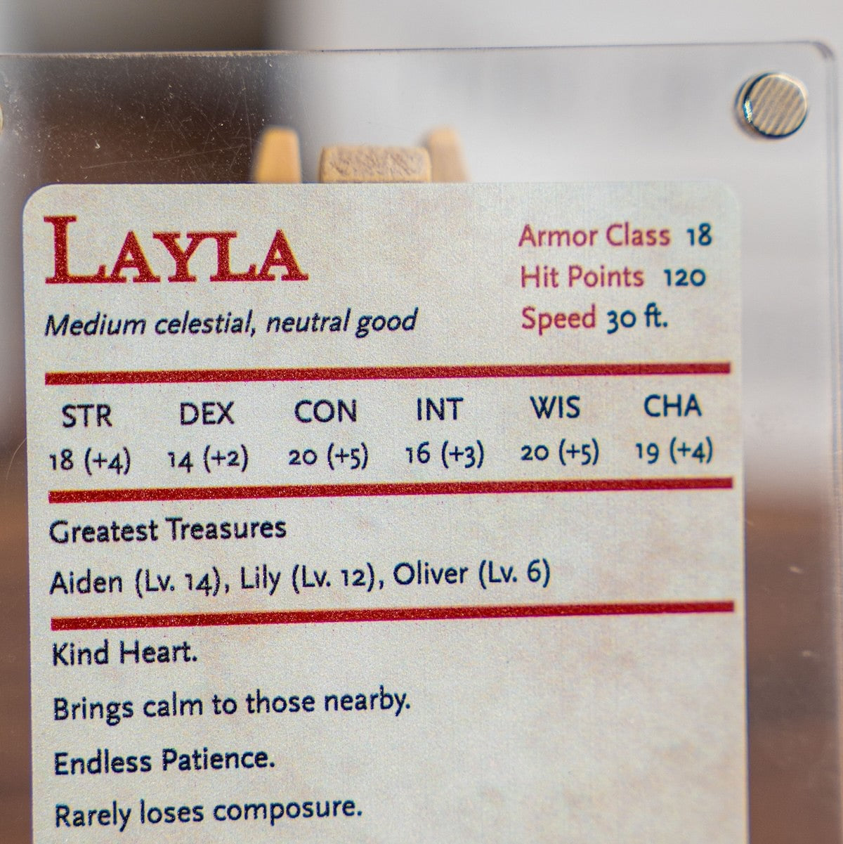 Personalized Mom Stat Block Card