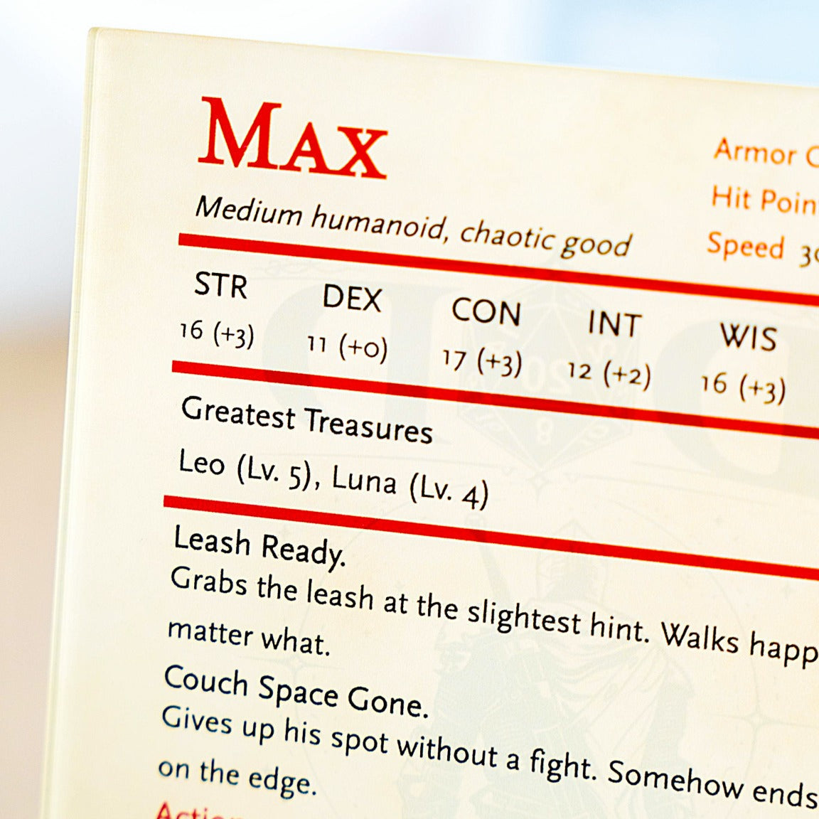Custom Dad Stat Block - Personalized RPG Gift