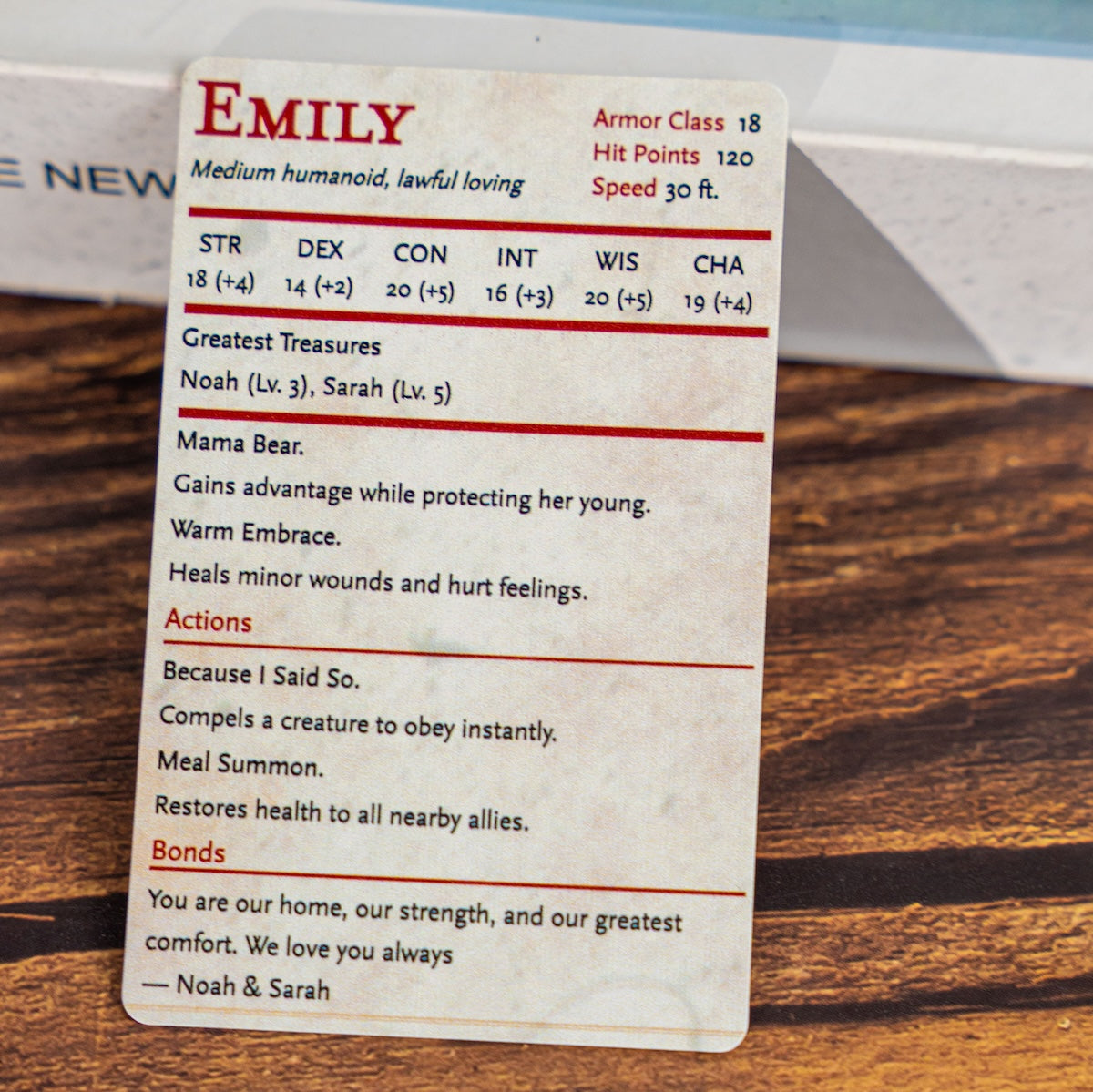 Personalized Mom Stat Block Card