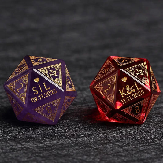Custom Anniversary D20 Dice – Personalized RPG Gift